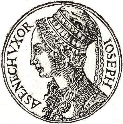 Medieval coin depicting woman in profile, labeled Aseneth.