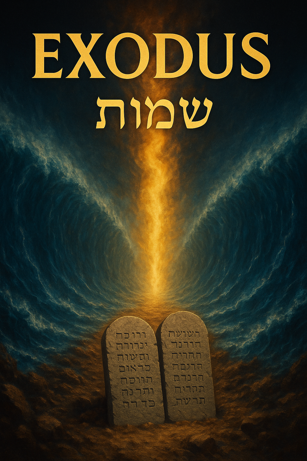 Exodus with parted sea and stone tablets.