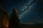 Abraham gazing at starry night sky.