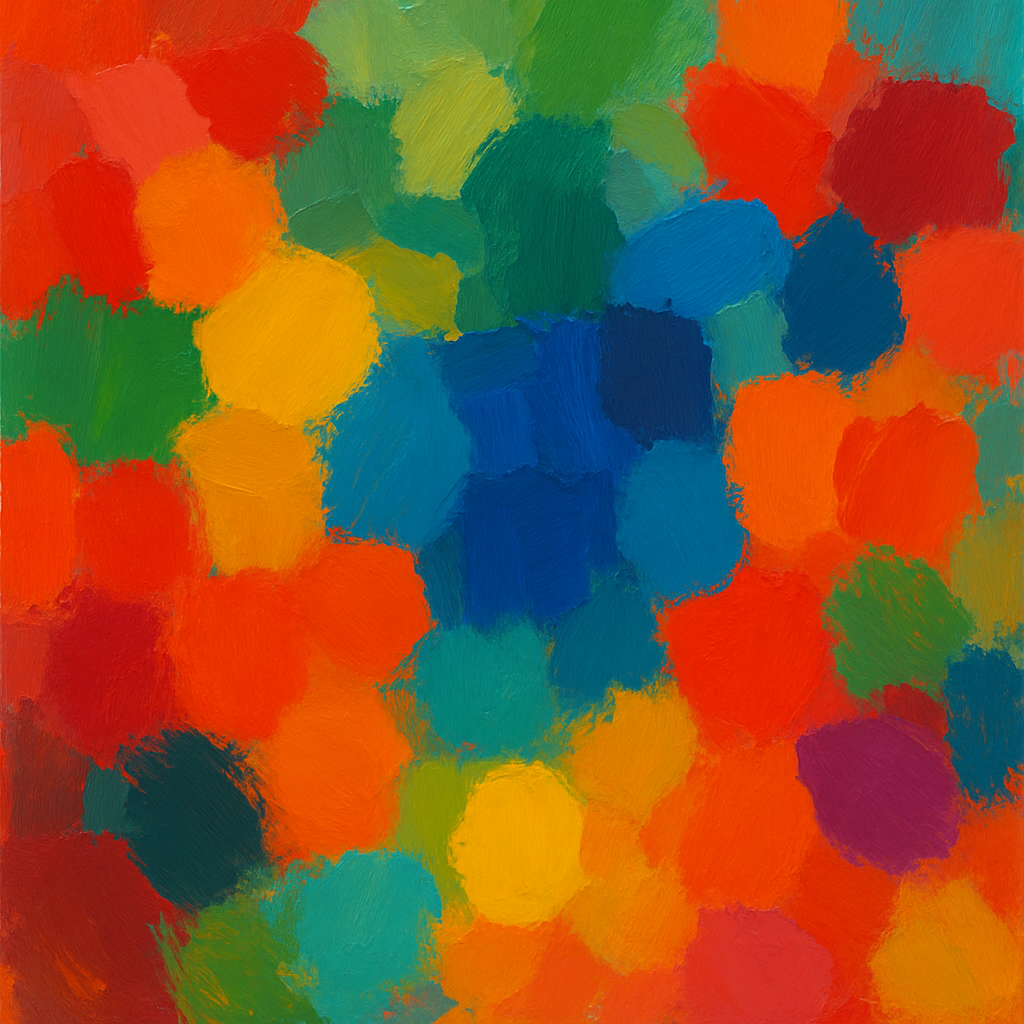 Abstract painting with vibrant colorful brushstrokes