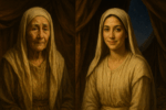 Paintings of the same woman - old and young.