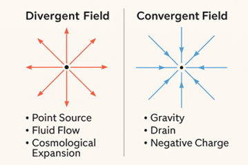 Divergent and convergent fields diagram with examples.
